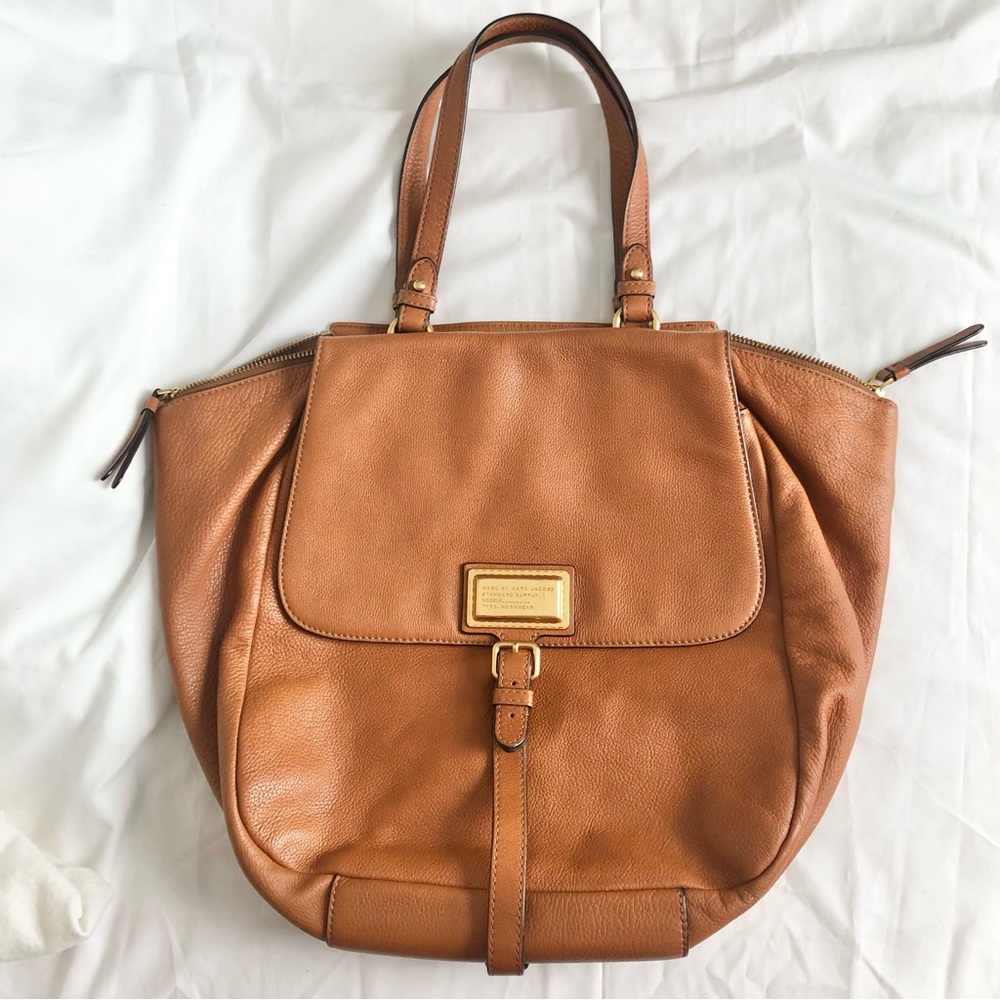 MARC BY MARC JACOB’S Cognac Tan Leather Large Flap Tote Handbag